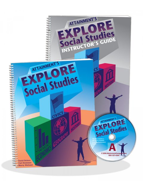Two workbooks and one CD that are all titled "Explore Social Studies."