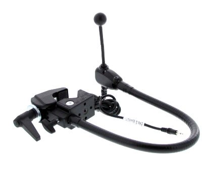 Switch device with cord attached and clamp to secure to wheelchair.