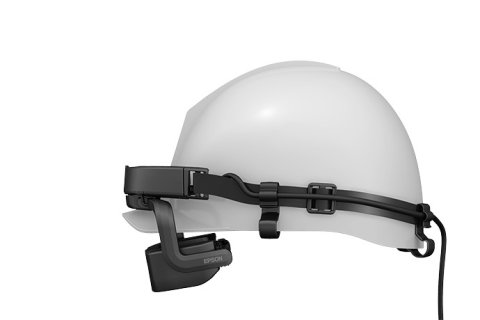 Side view of helmet and glasses unit.