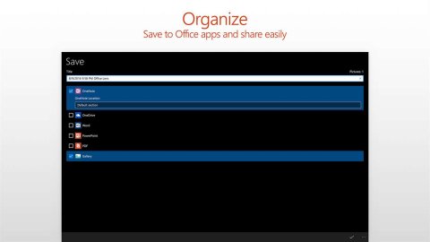Screenshot of Office Lens Save Options