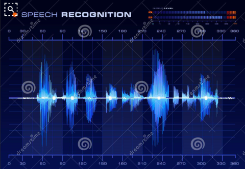 A computer screen with Shoot program voice recognition in process. A voice graph is shown on the screen.