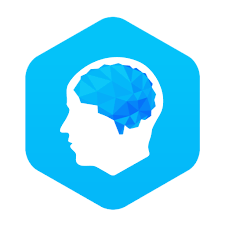 A hexagonal turquoise-colored image on a white background with a drawing of a human head and a brain inside.