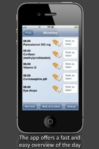 Image of an iPhone with a screenshot listing various medications.
