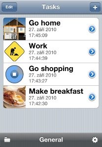 Screenshot of a list of items in Tasks, with image icons for each task listed.