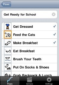 Screenshot showing a list of daily activities.
