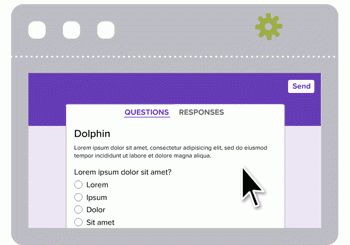The word "Dolphin," followed by a question and multiple answers choices.