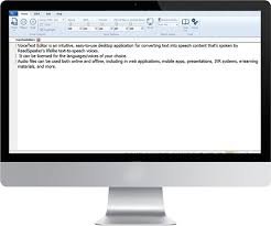 Desktop computer monitor with black border and application screen with menu commands across the top and text underneath.