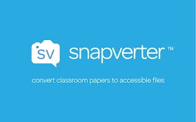 Light blue rectangular shape with small white camera icon on left in the form of a conversation bubble, and snapverter written in lowercase white letters on the right.