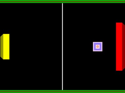 Screenshot of paddle pong court with a light purple pong square on the left side of the court.