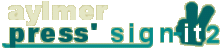 A beige border with the word "Aylmer," also in beige. Underneath it are the words "Press' Sign It 2," printed in green-and-white font. Behind the word "it," there is a graphic of a hand making the "V" sign or "peace" sign.