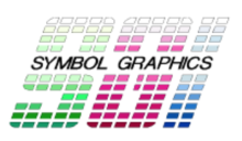 The words "Symbol Graphics" in black, italic font. Behind them are the stylized 3d letters "SGI" in green, pink, and blue font.