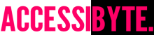 The word "Accessibyte" in fuschia, sans-serif font. There is a white background, and a black background behind "Byte."