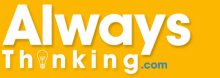 A bright orange background with the words "Always Thinking.com" in bold, white font.