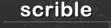 The word "scrible" in white, sans-serif font against a black background.