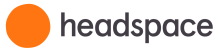 Logo consisting of an orange circle is shown with the name written next to it in black lower-case letters, "headspace".