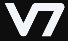 The company Logo is written as a large "v" with the top of a 7 touching the top right leg of the "V", that is, the 2 characters are written as one and with no space between them.