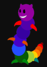 The icon shown is a cartoonish rainbow-colored worm with its head and part of its body in an upright position.