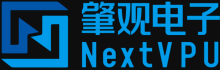 The company name has writing on two lines: the first is of 4 Chinese charaters; the second has "Next VPU" without spaces and with a capitalized N, V, P, and U. Both lines are written in blue. The icon that precedes the name looks like a square formed by using a mirror image: two arrowheads are in the middle of the box.