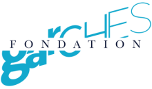 Logo featuring the word 'fondation" transposed over the word "garches" positioned diagonally.