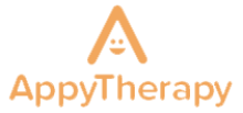 Logo featuring the letter 'A' with a smiley face in the middle and the company name below in orange.