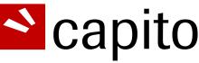 The name capito is written in all-lower case text font in black and is preceded by an icon which is a red square with 2 thick white lines slanting from left to right.