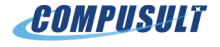 Compusult Logo: The name Compusult in bold, blue lettering with an image of a shooting star wrapping around and under the name, the star landing on the top of the letter T