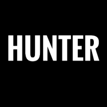 Hunter Digital Logo: The word "Hunter" written in white capital letters, written on a black backround