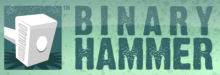 Binary Hammer logo, which features a white hammer with binary code on it, next to the words "Binary Hammer" in sans-serif font. The logo words are dark green, and the logo background is a lighter shade of green.