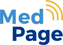 MedPage logo, which features the word "MedPage" in two shades of blue, with a yellow antenna signal-like graphic next to the words. 