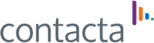 The company logo, which features the word "contacta" in grey, sans-serif font, and a multi-colored antenna graphic in the top-right corner.