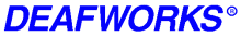 Deafworks Logo: The name Deafworks written in bold blue font