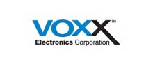 "Voxx" in blue and black font, with the words "Electronics Corporation" in smaller black font below.