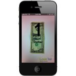 Smartphone screen of a scanned American dollar bill with the words, "1 Dollar".