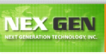 The words "Nex Gen" in bold, white and black font against a lime green background. Below, the words "Next Generation Technology, Inc." in white font.