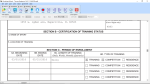 Screenshot of a training status form with text entry boxes and check boxes. 