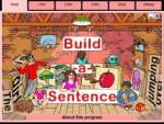 Screenshot of a colorful drawing of a basement with several kids working with signs that have a word on them.