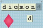 Screenshot showing a red diamond in the lower right corner and letter blocks across the top spelling out the word.