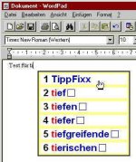 Word processing screen with word prediction menu.