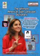 Picture of a woman in a red blouse using sign language with various drawings of other people using sign language around her.