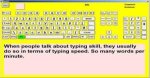 A yellow on-screen keyboard with black text in a text window below.