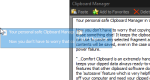 A screenshot of text in a blue window being dragged from the clipboard manager.