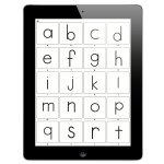 iPad displaying the alphabet in a grid. 
