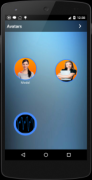 A mobile screen featuring two avatars and a voice icon.