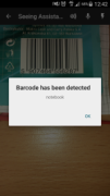 A barcode with a notification box that reads "Barcode has been detected".
