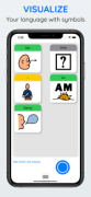 Menu options on a mobile phone featuring icons with corresponding labels that form the sentence, "See what I am saying."