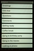 List of categories such as greetings, chit chat, questions, comments, and other options.