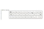 A white on-screen keyboard with the words "Hello Caribou".