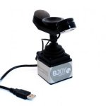 Chin-rest on joystick with usb cable.
