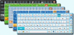 On screen keyboards in four colors.