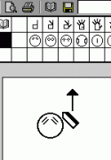 Software screen displaying sign language symbol box and selection menu. 